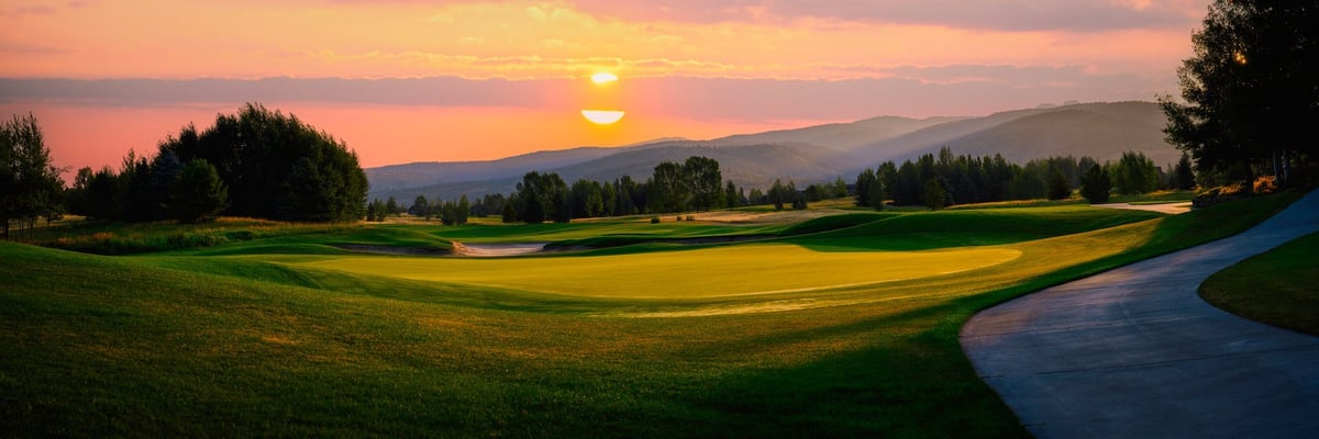 Sunrise over golf course in Teton