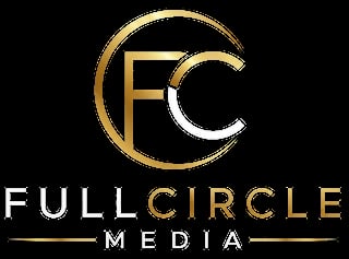 Full Circle Media logo featuring a gold and white circular design with FC initials and text below on black background